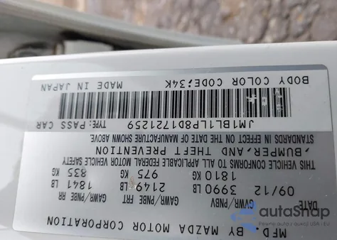 2013 Mazda Mazda3 I Touring z USA, uszkodzony, nr VIN JM1BL1LP8D1721259